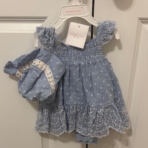 Shabby Chic Blue and White Baby Outfit